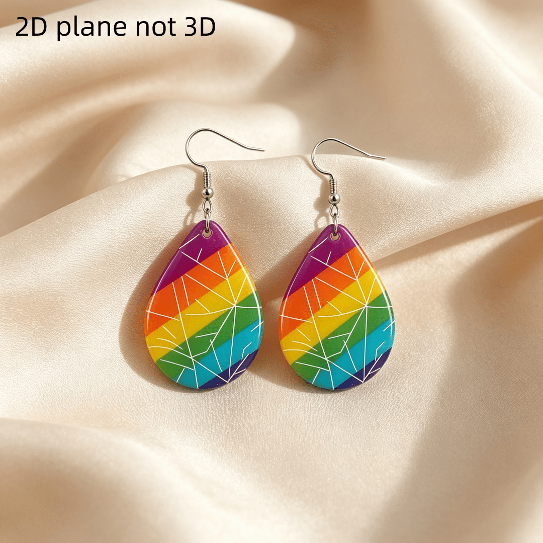 Rainbow Pride Teardrop Dangle Earrings, Acrylic Statement Jewelry